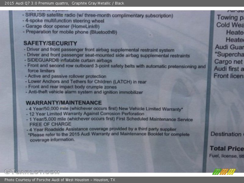 Graphite Gray Metallic / Black 2015 Audi Q7 3.0 Premium quattro