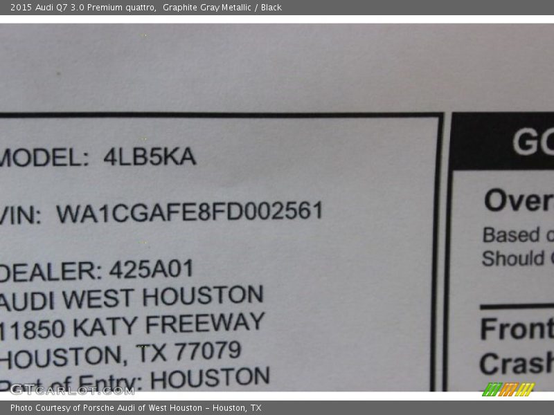 Graphite Gray Metallic / Black 2015 Audi Q7 3.0 Premium quattro