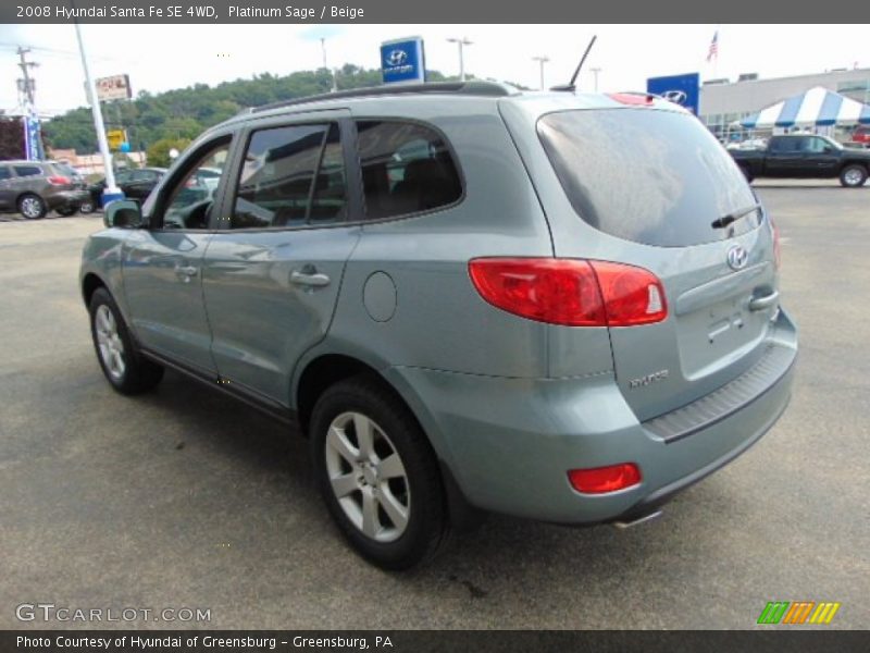 Platinum Sage / Beige 2008 Hyundai Santa Fe SE 4WD