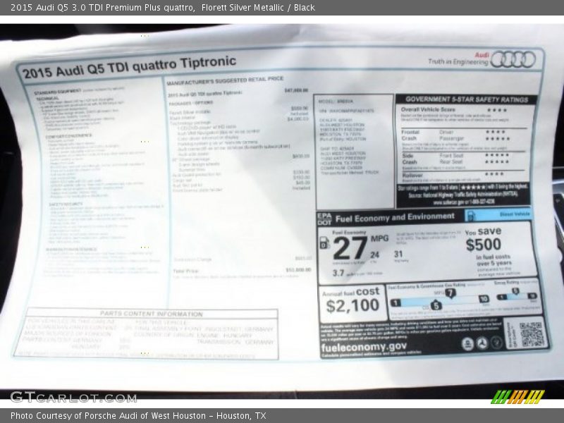 Florett Silver Metallic / Black 2015 Audi Q5 3.0 TDI Premium Plus quattro