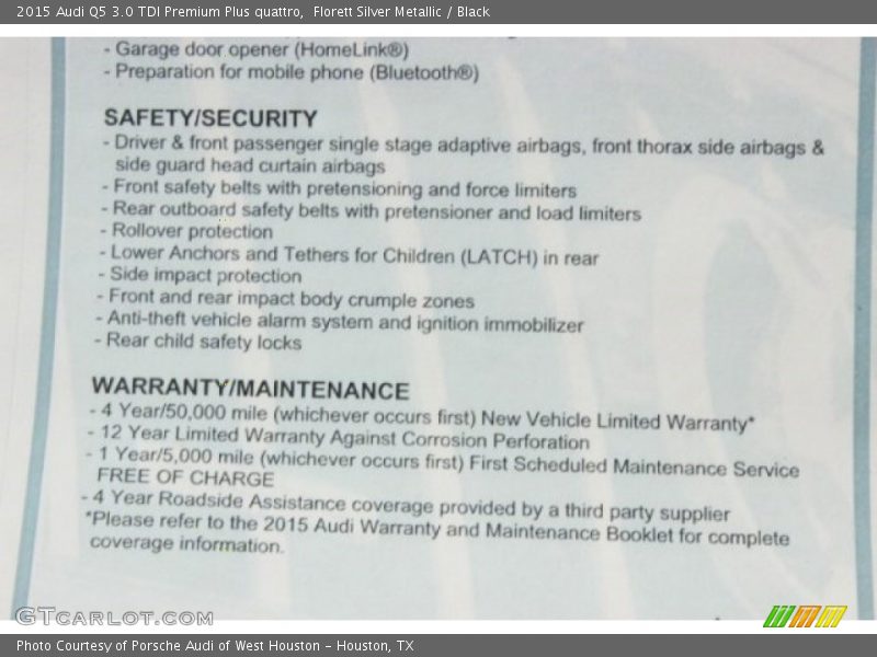 Florett Silver Metallic / Black 2015 Audi Q5 3.0 TDI Premium Plus quattro