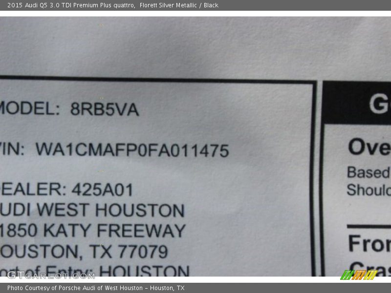 Florett Silver Metallic / Black 2015 Audi Q5 3.0 TDI Premium Plus quattro