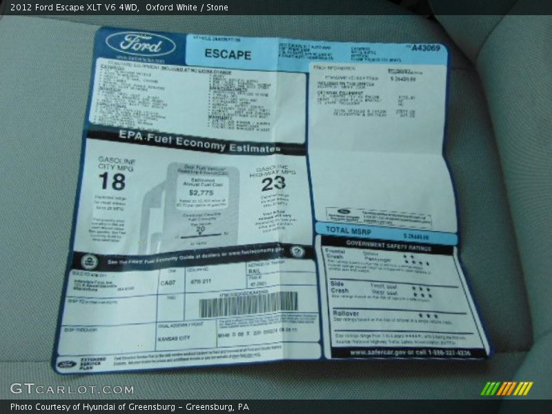 Oxford White / Stone 2012 Ford Escape XLT V6 4WD