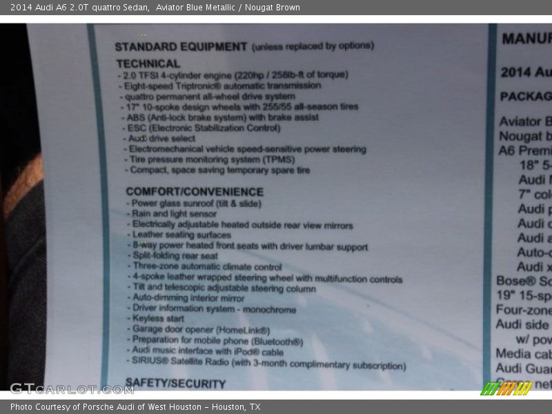 Aviator Blue Metallic / Nougat Brown 2014 Audi A6 2.0T quattro Sedan