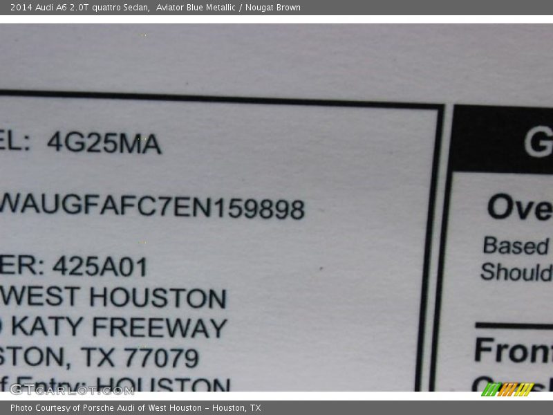 Aviator Blue Metallic / Nougat Brown 2014 Audi A6 2.0T quattro Sedan