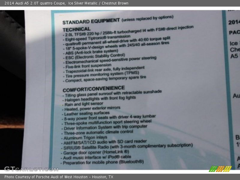 Ice Silver Metallic / Chestnut Brown 2014 Audi A5 2.0T quattro Coupe