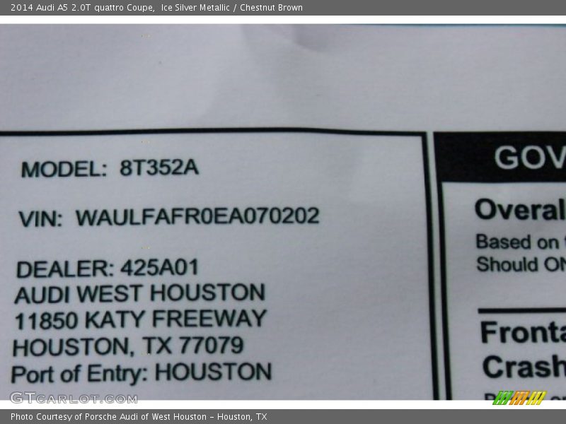 Ice Silver Metallic / Chestnut Brown 2014 Audi A5 2.0T quattro Coupe