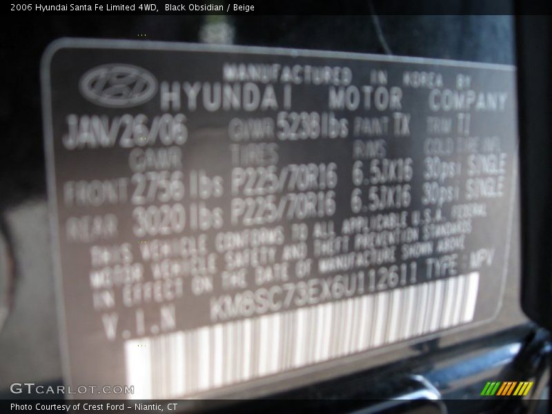 Black Obsidian / Beige 2006 Hyundai Santa Fe Limited 4WD