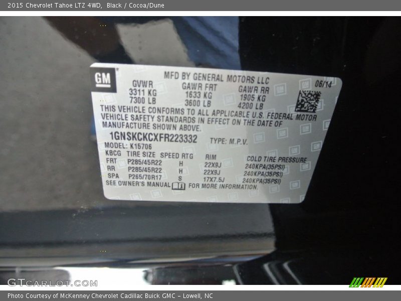 Black / Cocoa/Dune 2015 Chevrolet Tahoe LTZ 4WD