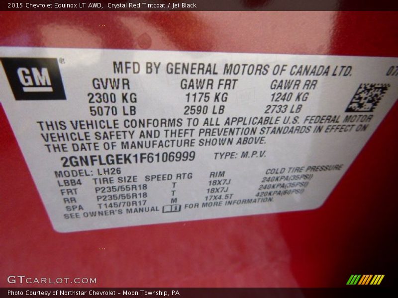 Crystal Red Tintcoat / Jet Black 2015 Chevrolet Equinox LT AWD