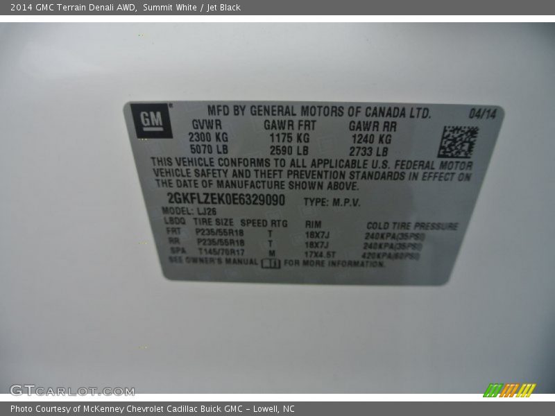 Summit White / Jet Black 2014 GMC Terrain Denali AWD
