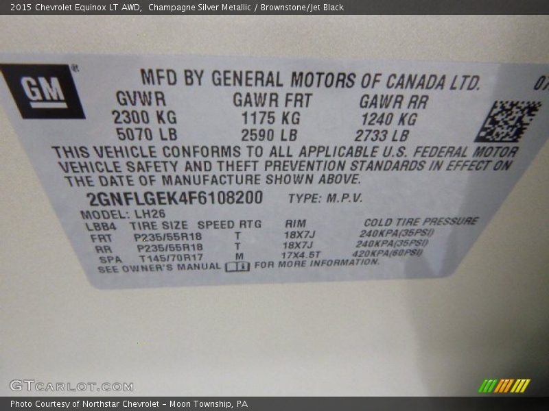 Champagne Silver Metallic / Brownstone/Jet Black 2015 Chevrolet Equinox LT AWD
