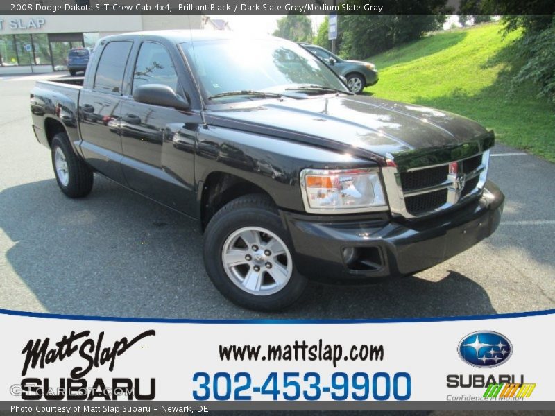 Brilliant Black / Dark Slate Gray/Medium Slate Gray 2008 Dodge Dakota SLT Crew Cab 4x4