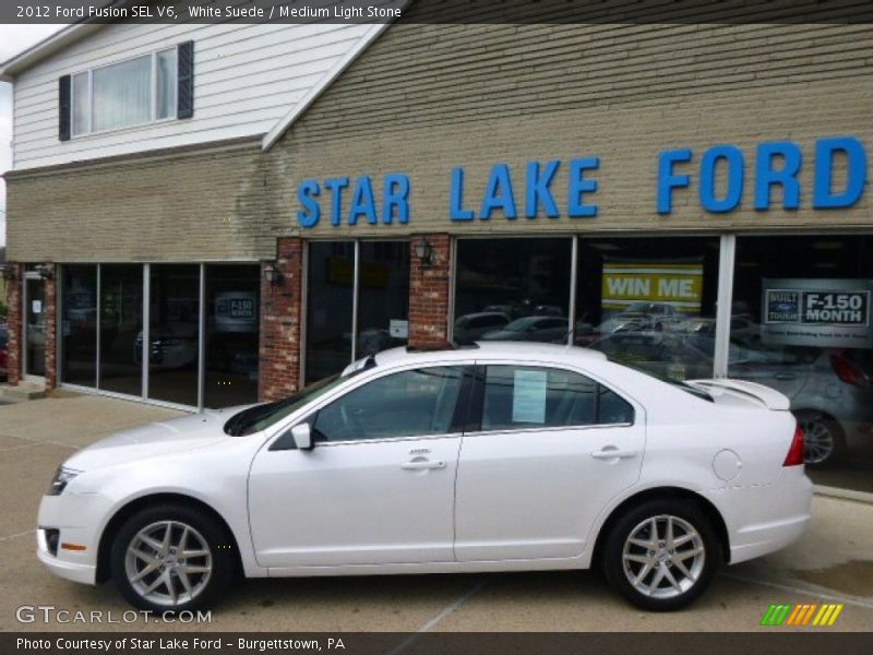 White Suede / Medium Light Stone 2012 Ford Fusion SEL V6