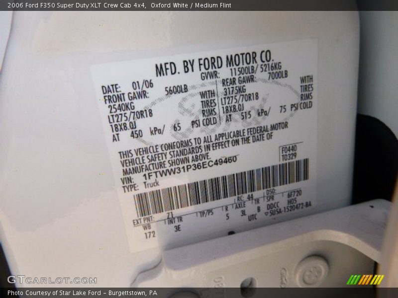 Oxford White / Medium Flint 2006 Ford F350 Super Duty XLT Crew Cab 4x4
