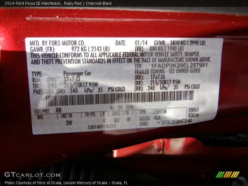 Ruby Red / Charcoal Black 2014 Ford Focus SE Hatchback