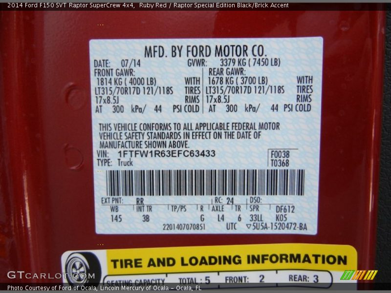 Ruby Red / Raptor Special Edition Black/Brick Accent 2014 Ford F150 SVT Raptor SuperCrew 4x4