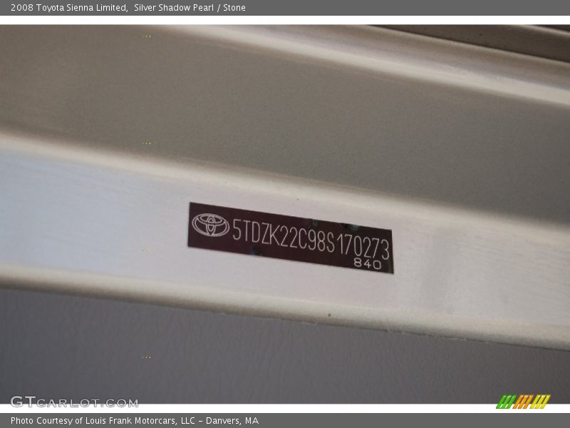 Silver Shadow Pearl / Stone 2008 Toyota Sienna Limited