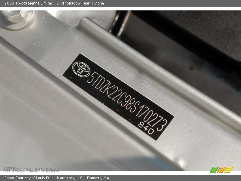 Silver Shadow Pearl / Stone 2008 Toyota Sienna Limited
