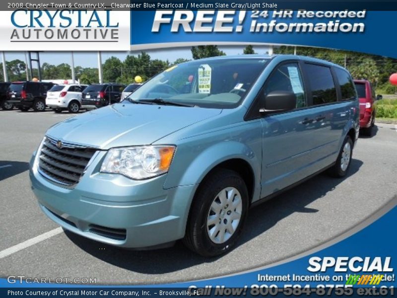 Clearwater Blue Pearlcoat / Medium Slate Gray/Light Shale 2008 Chrysler Town & Country LX