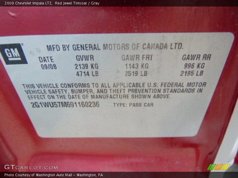 Red Jewel Tintcoat / Gray 2009 Chevrolet Impala LTZ