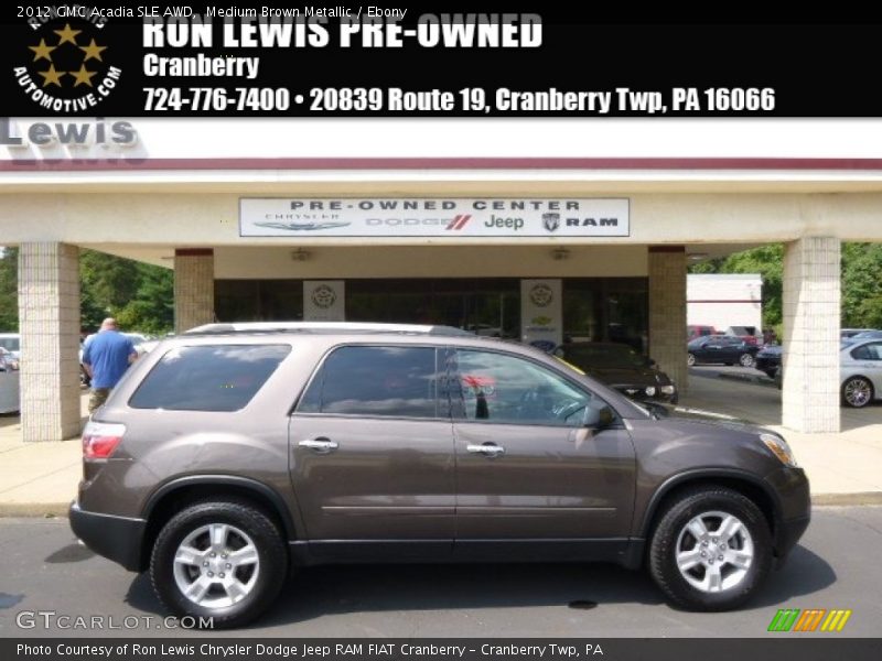Medium Brown Metallic / Ebony 2012 GMC Acadia SLE AWD