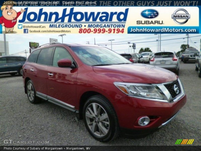 Cayenne Red / Almond 2014 Nissan Pathfinder Platinum AWD