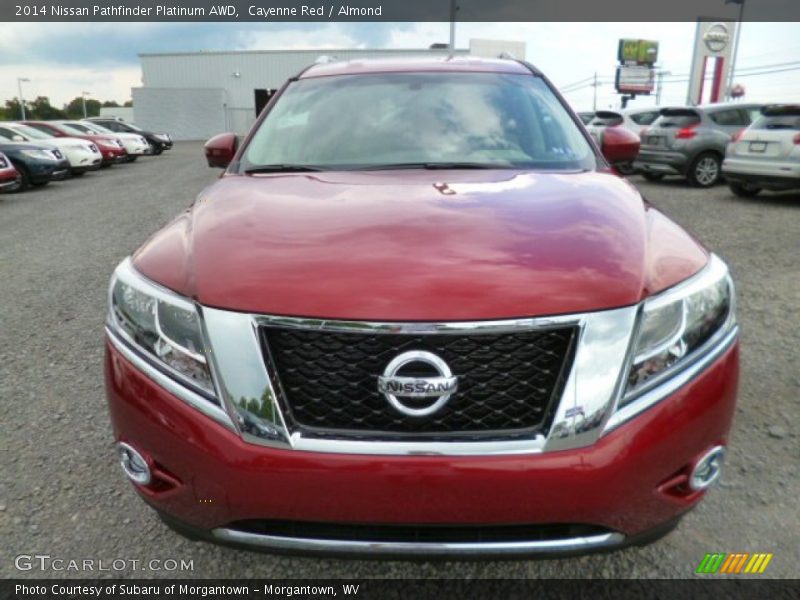Cayenne Red / Almond 2014 Nissan Pathfinder Platinum AWD