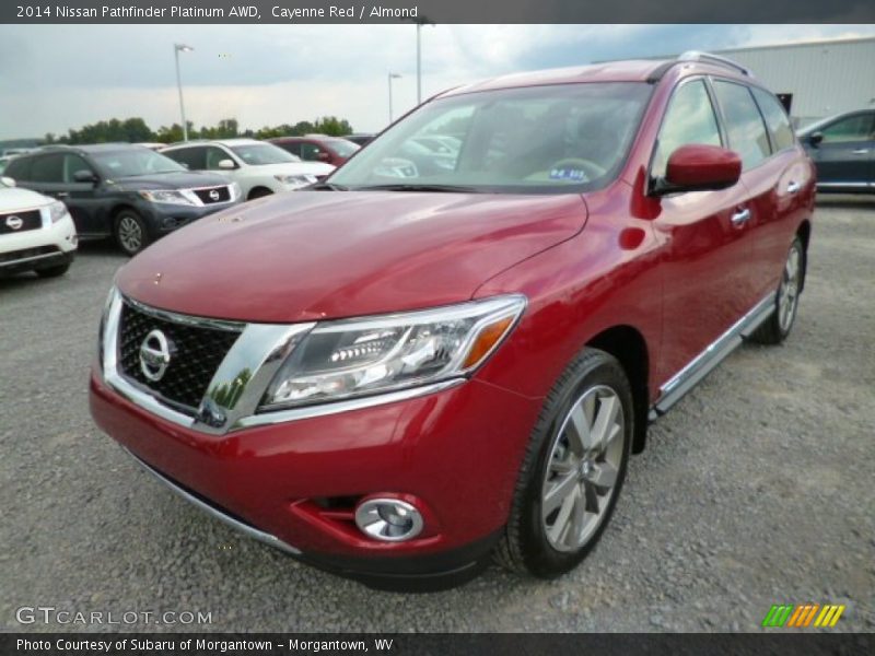 Cayenne Red / Almond 2014 Nissan Pathfinder Platinum AWD