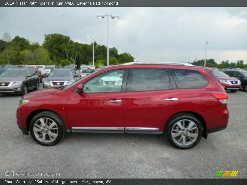 Cayenne Red / Almond 2014 Nissan Pathfinder Platinum AWD
