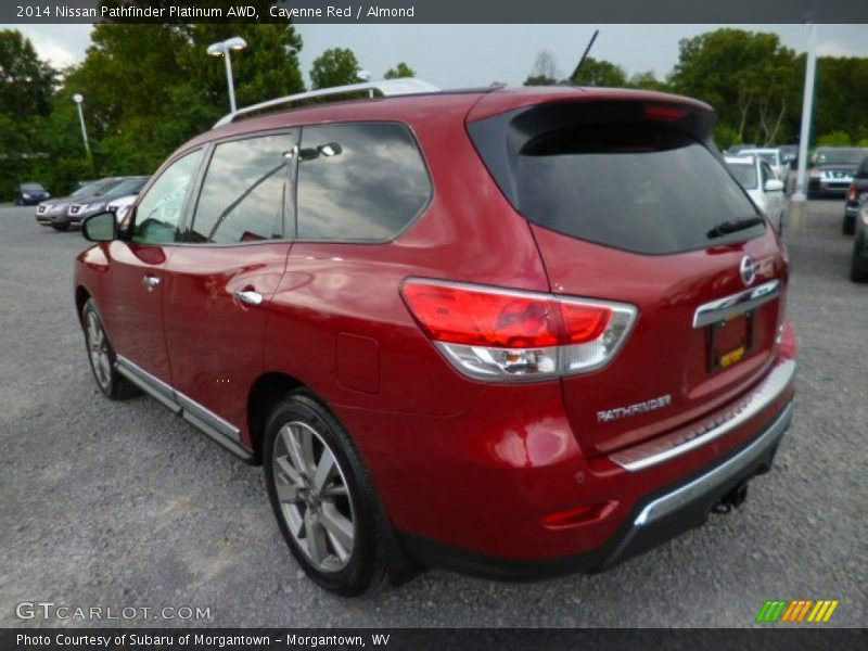 Cayenne Red / Almond 2014 Nissan Pathfinder Platinum AWD