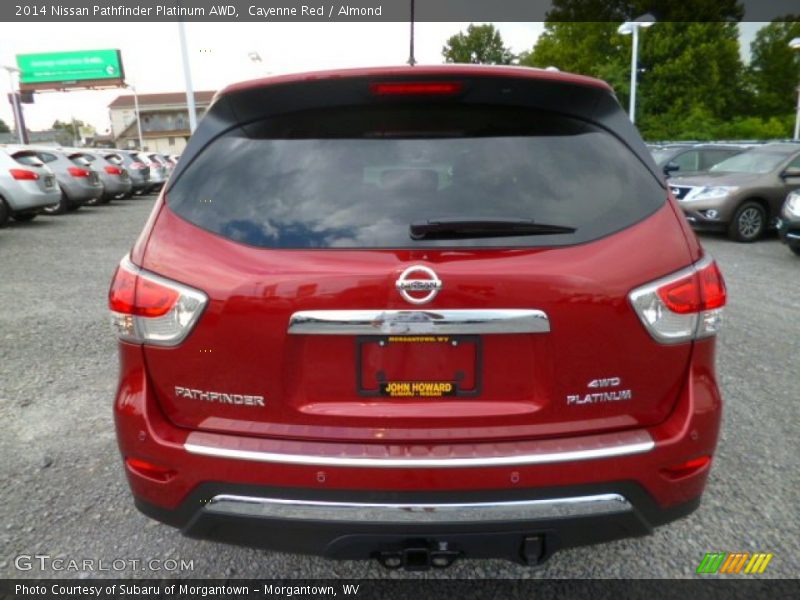 Cayenne Red / Almond 2014 Nissan Pathfinder Platinum AWD
