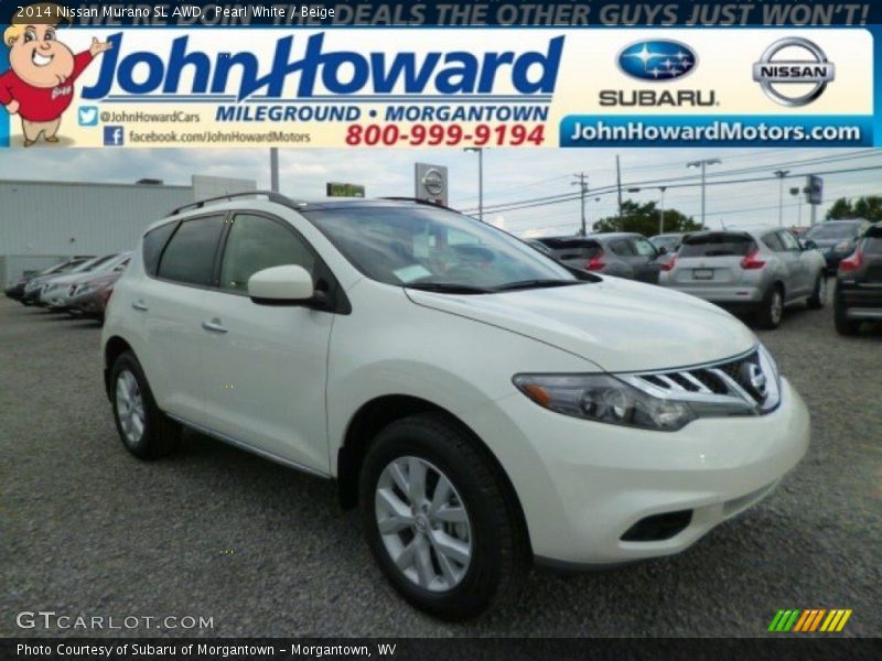Pearl White / Beige 2014 Nissan Murano SL AWD
