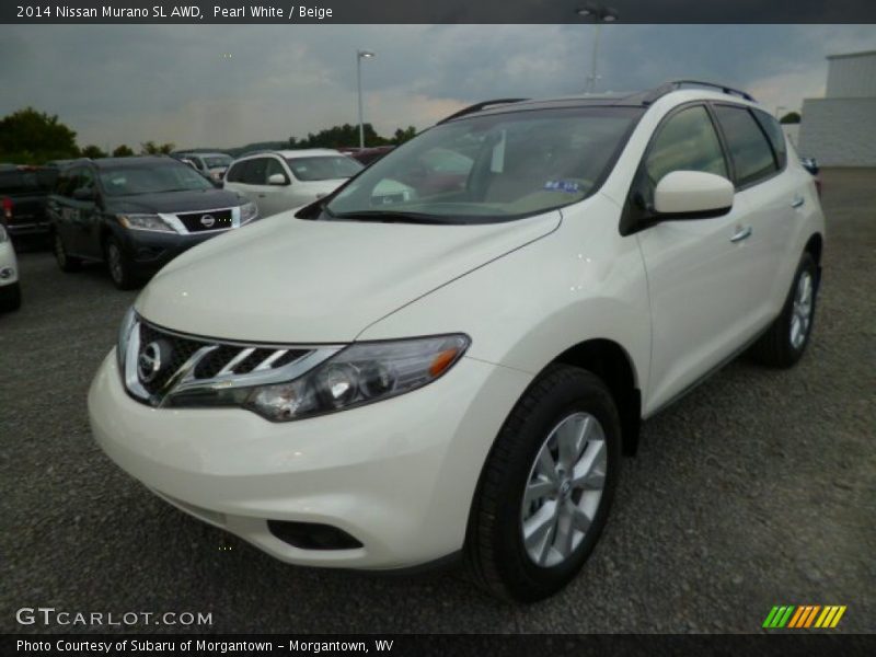 Pearl White / Beige 2014 Nissan Murano SL AWD