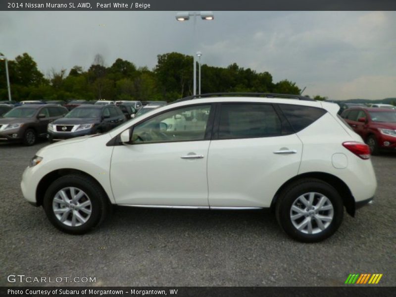 Pearl White / Beige 2014 Nissan Murano SL AWD
