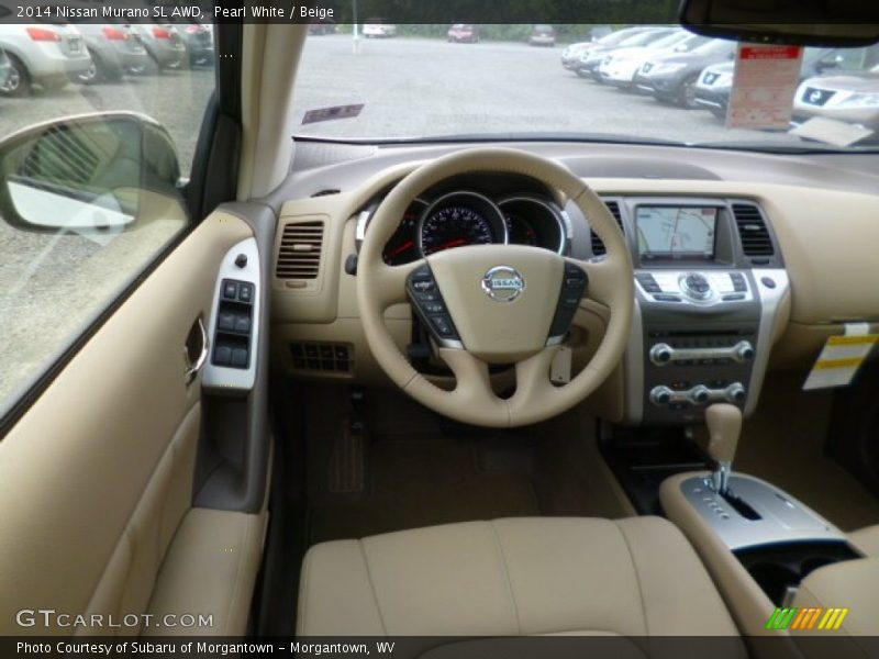 Pearl White / Beige 2014 Nissan Murano SL AWD