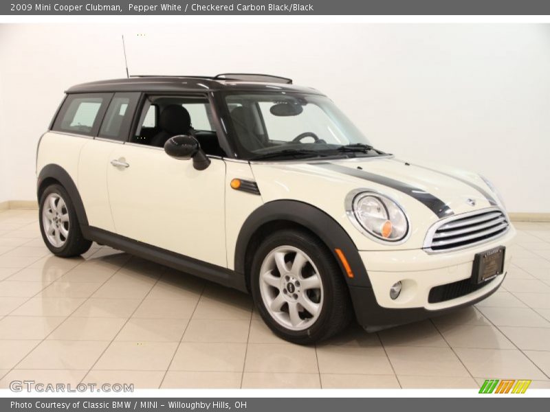 Pepper White / Checkered Carbon Black/Black 2009 Mini Cooper Clubman