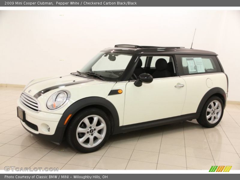 Pepper White / Checkered Carbon Black/Black 2009 Mini Cooper Clubman