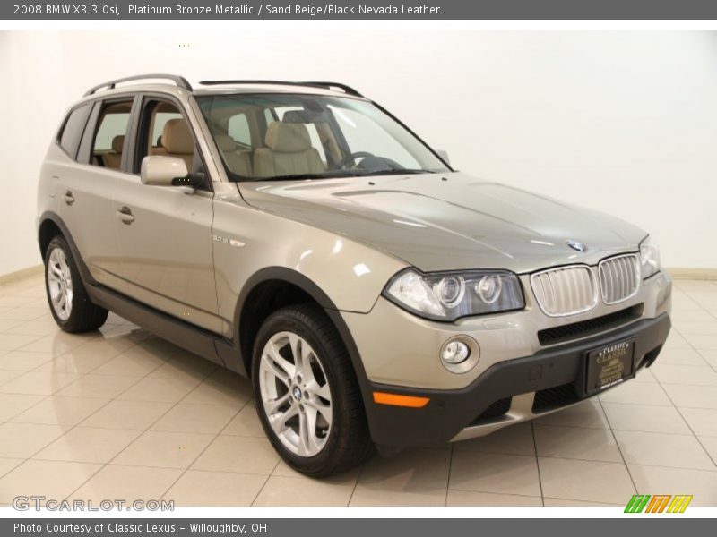 Platinum Bronze Metallic / Sand Beige/Black Nevada Leather 2008 BMW X3 3.0si