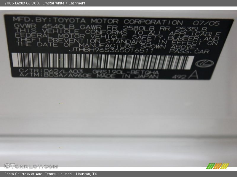 Crystal White / Cashmere 2006 Lexus GS 300