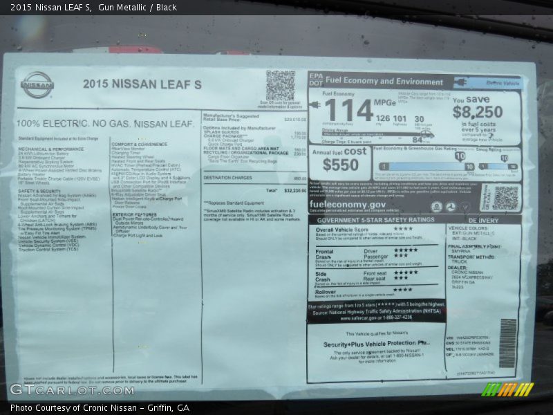 Gun Metallic / Black 2015 Nissan LEAF S