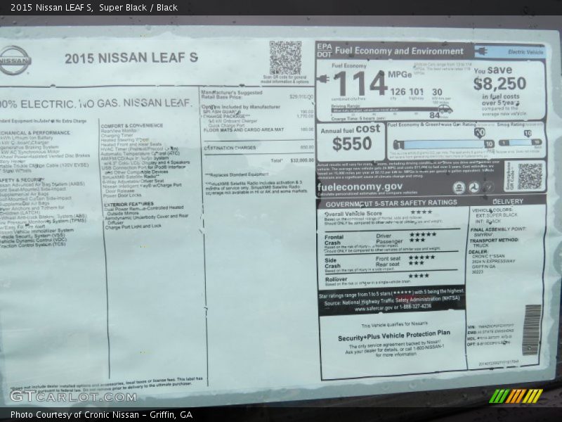  2015 LEAF S Window Sticker