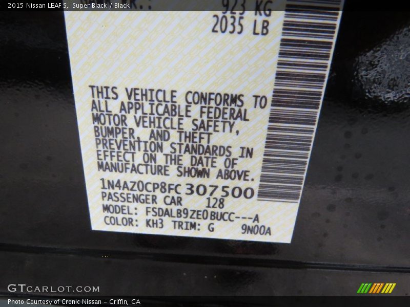 Super Black / Black 2015 Nissan LEAF S