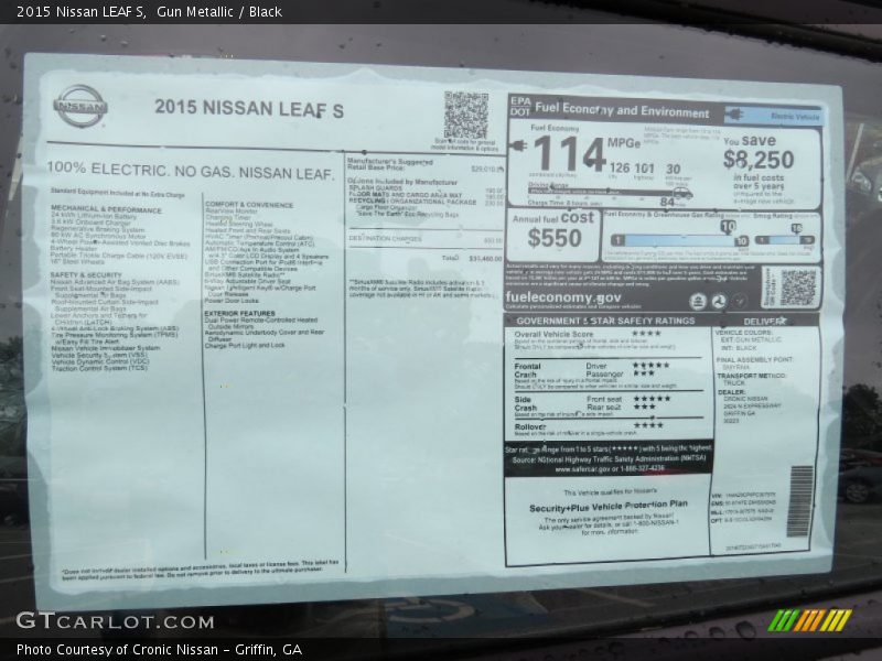Gun Metallic / Black 2015 Nissan LEAF S