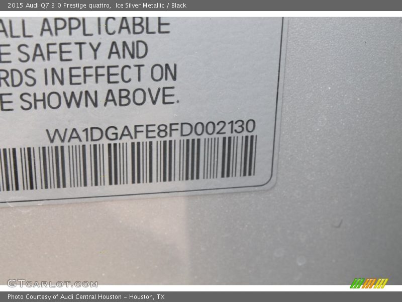 Ice Silver Metallic / Black 2015 Audi Q7 3.0 Prestige quattro