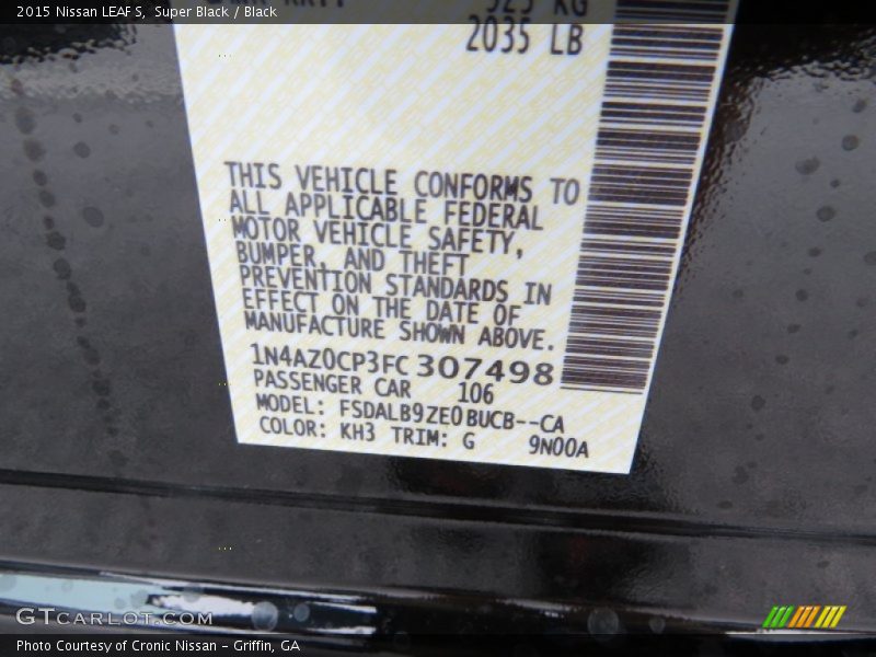 Super Black / Black 2015 Nissan LEAF S