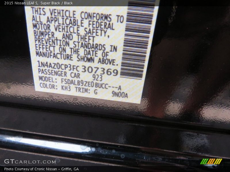 Super Black / Black 2015 Nissan LEAF S