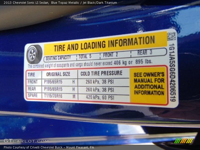 Blue Topaz Metallic / Jet Black/Dark Titanium 2013 Chevrolet Sonic LS Sedan