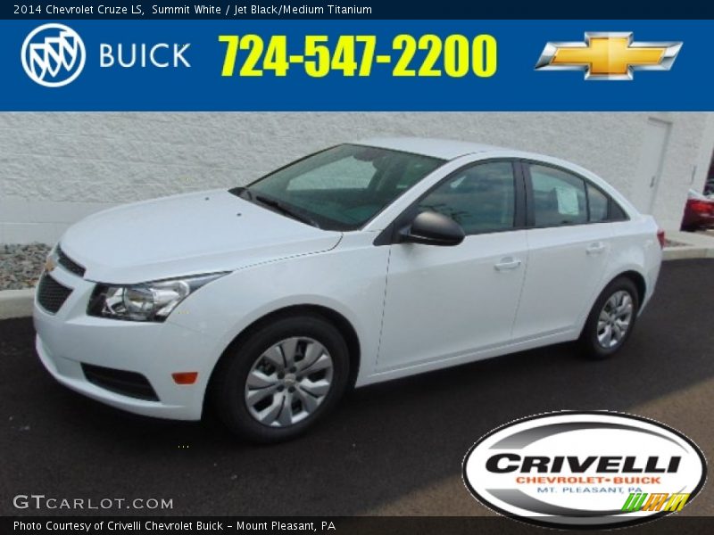 Summit White / Jet Black/Medium Titanium 2014 Chevrolet Cruze LS
