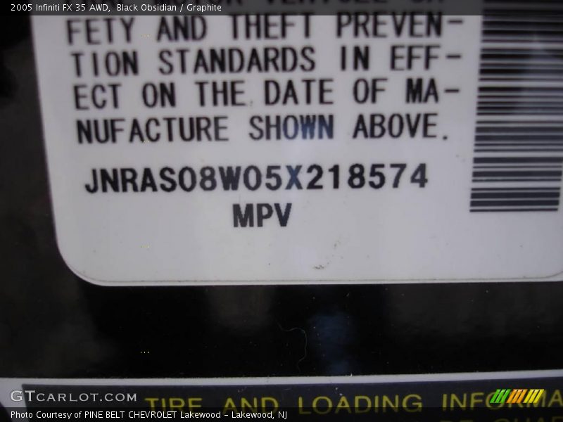 Black Obsidian / Graphite 2005 Infiniti FX 35 AWD